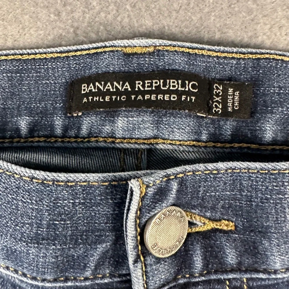 Banana Republic Mens Athletic Tapered Fit Jeans Blue Medium Wash 34x32 Stretch